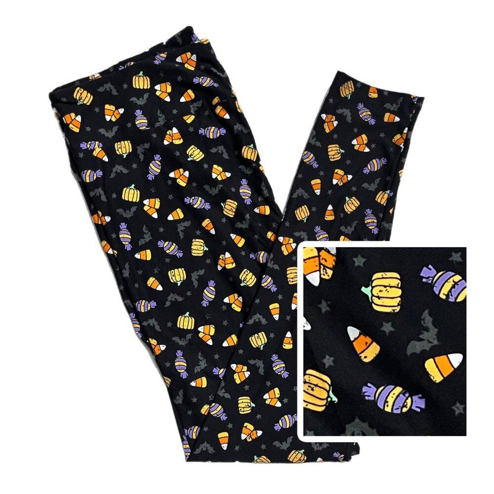 NEW LuLaRoe Tween 14 00 0 Kids Halloween Candy Corn Bats Leggings Multi Comfy